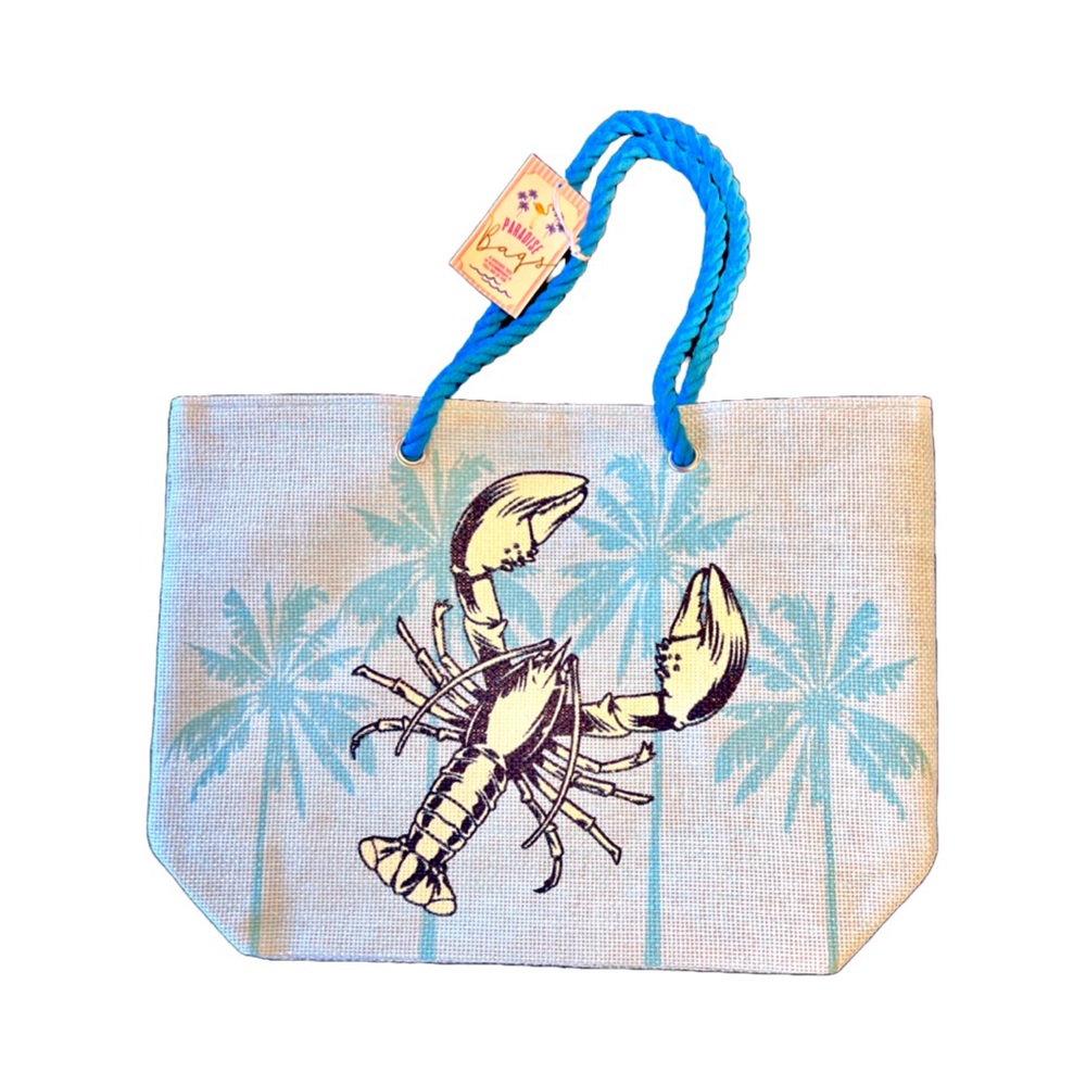 large Beach Tote bag lobster(blue) metallic